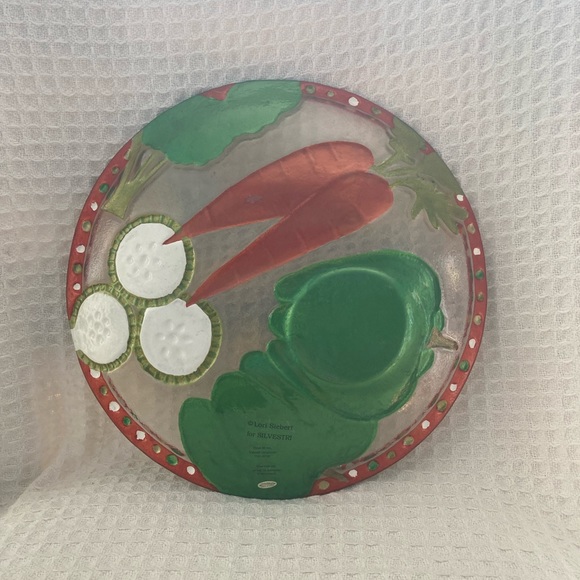 Lori Siebert For Silverstein Glass Fusion Vegetable Pattern Serving Dish - Picture 4 of 7